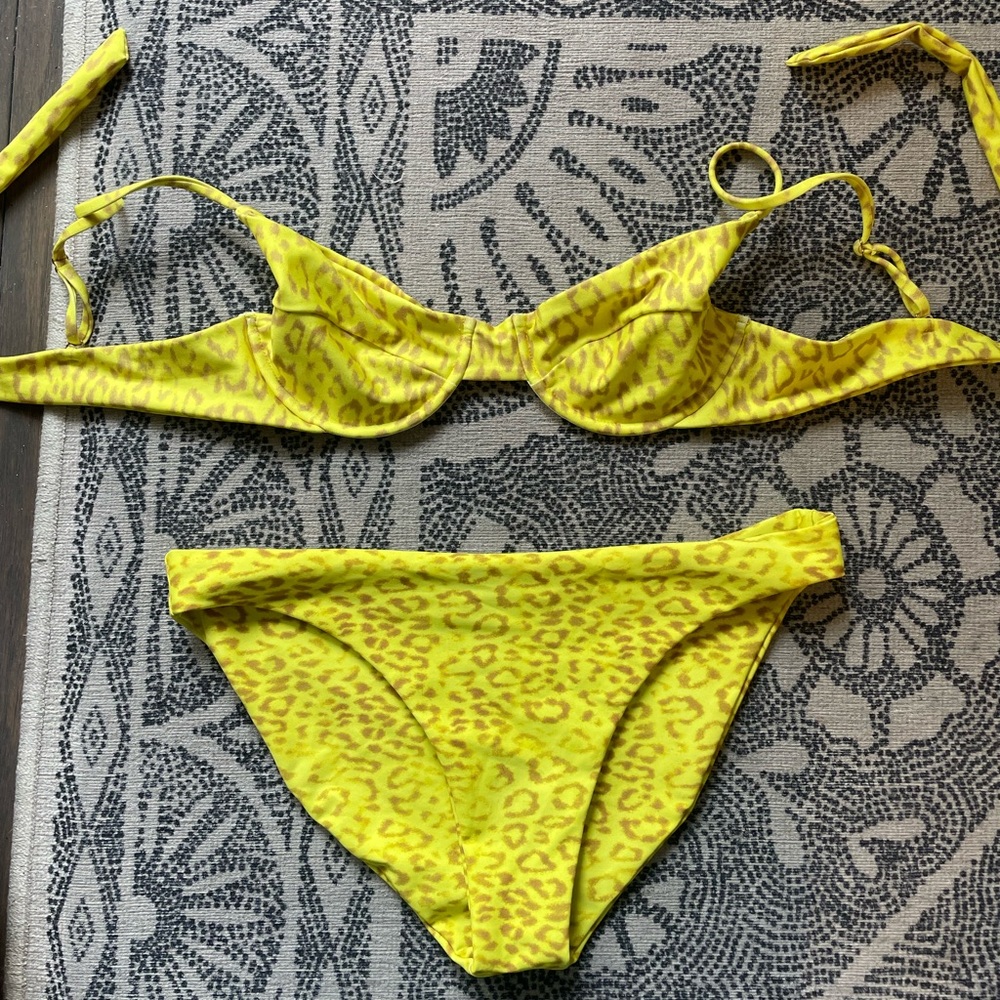 Skatie Yellow Leopard Print Bikini Set